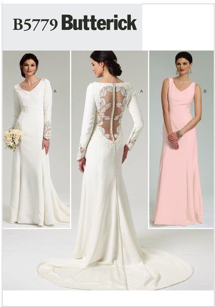 Strih Butterick na dámske svadobné šaty vo veľkosti 38-46 B5779-D5