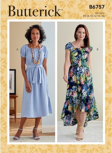 Strih Butterick na šaty vo veľ. 34-42 B6757-B5