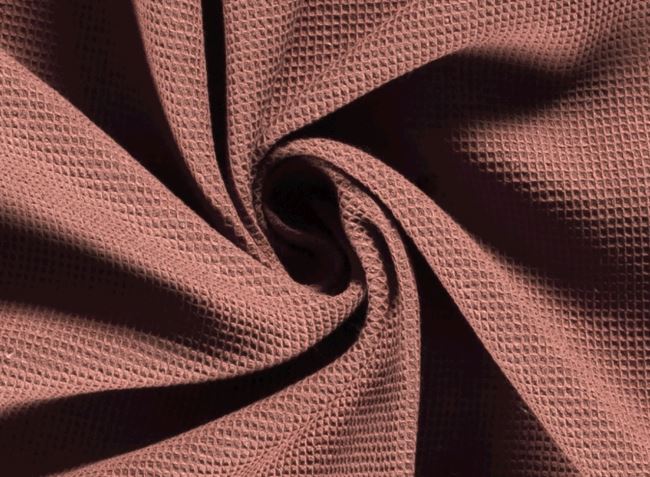 Vaflová bavlnená látka vo farbe koralovo červenej 02904/014