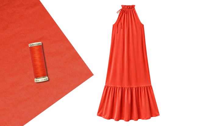 Set na šitie šiat so zaväzovaním z umelého hodvábu Silky v červenej farbe SET94