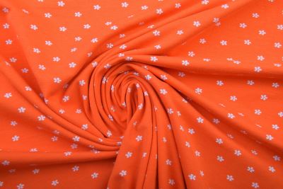 Bavlnený úplet v oranžovej farbe s potlačou kvetín 21501/436 (3)