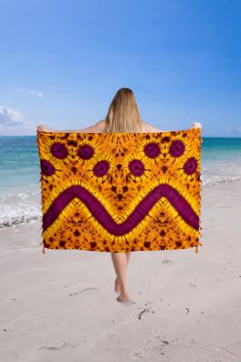 Pareo/sarong v žltej farbe s potlačou batiky BALI206