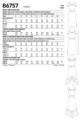 Strih Butterick na šaty vo veľ. 42-50 B6757-F5 (1)