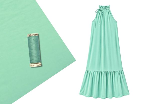 Set na šitie šiat so zaväzovaním z umelého hodvábu Silky v modrej farbe SET99