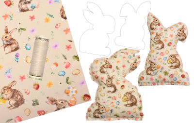 Set na šitie veľkonočnej dekorácie v tvare zajačika v béžovej farbe SET48