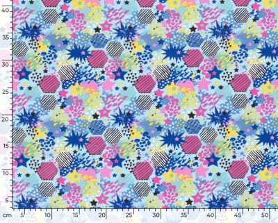Teplákovina French Terry v modrej farbe s geometrickou potlačou 19634/003 (4)