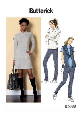 Strih Butterick na dámske oblečenie vo veľkosti XSM-MED B6388-Y