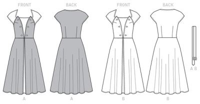 Strih Butterick na dámske retro šaty vo veľkosti 32-40 B6211-A5 (1)