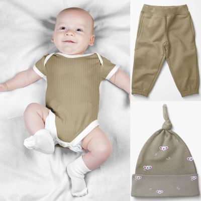 Rebrovaný úplet z kolekcie BABY olivový 18497/026 (2)