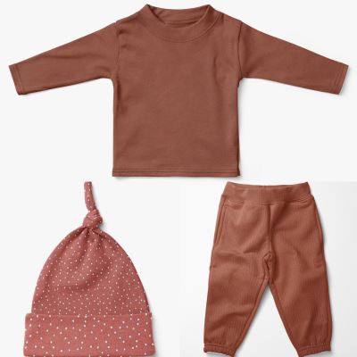 Rebrovaný úplet z kolekcie BABY tehlový 18497/014 (2)