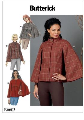 Strih Butterick na dámske pončá vo veľkosti 34-42 B6603-A5
