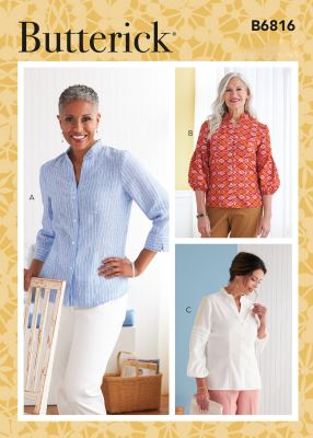 Strih Butterick na blúzku vo veľ. 40-48 B6816-E5