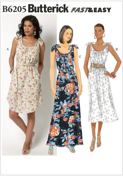 Strih Butterick na dámske šaty vo veľkosti Lrg-Xxl B6205-ZZ