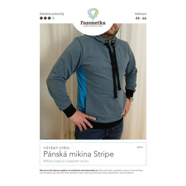 Tlačený strih Fazonetka na pánsku mikinu vo veľ. 44-66 FA044