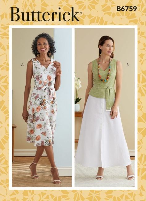 Strih Butterick na šaty vo veľ. 40-48 B6759-E5