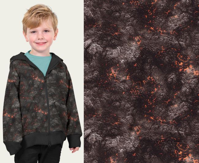 Softshell v čiernej farbe s digitálnou potlačou lávy 20436/069
