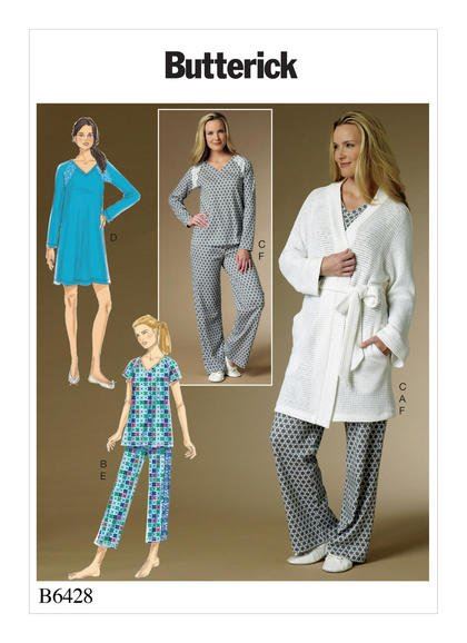 Strih Butterick na dámske pyžamo vo veľkosti Lrg-Xxl B6428-ZZ