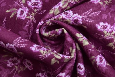 Popelín vo fialovej farbe s potlačou kvetín 19412/044 (3)