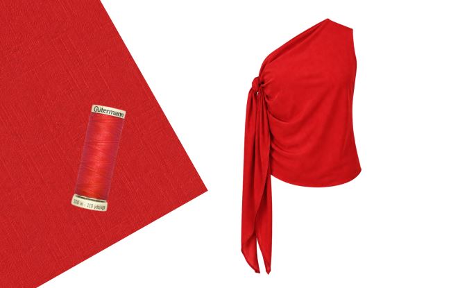 Set na šitie letného viskózového topu so zaväzovaním v červenej farbe SET62
