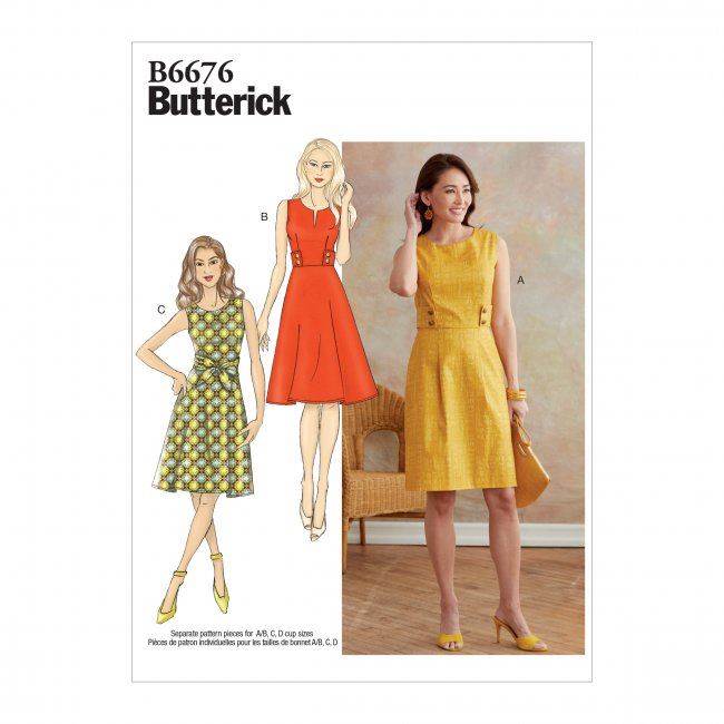 Strih Butterick na dámske šaty vo veľkosti 36-44 B6676-A5
