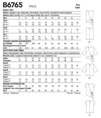 Strih Butterick na dámsku tuniku vo vel.32-40 B6765-A5 (1)