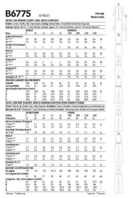 Strih Butterick na dámsky komplet veľ. 34-42 B6775-B5 (1)