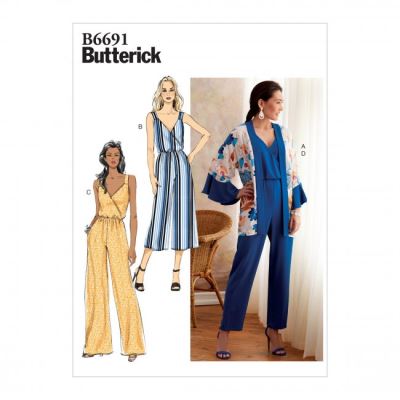 Strih Butterick na dámsky overal vo veľkosti 44-52 B6691-E5