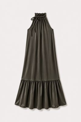 Set na šitie šiat so zaväzovaním z umelého hodvábu Silky v khaki farbe SET97 (1)