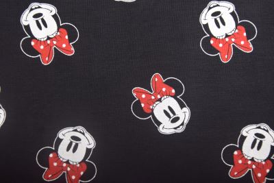 1 m viskózový úplet v čiernej farbe s potlačou Minnie DS-KUP83