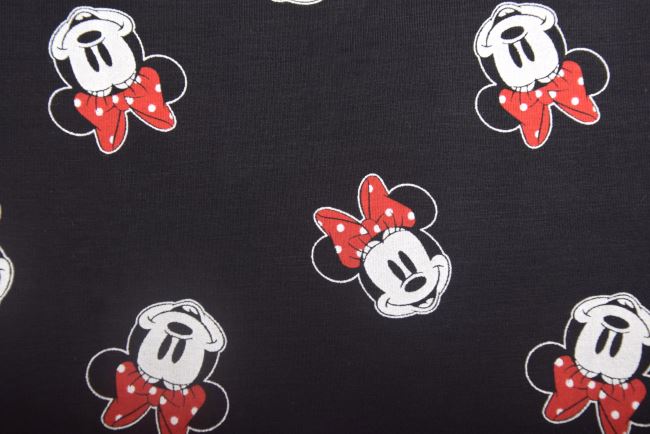 1 m viskózový úplet v čiernej farbe s potlačou Minnie DS-KUP83