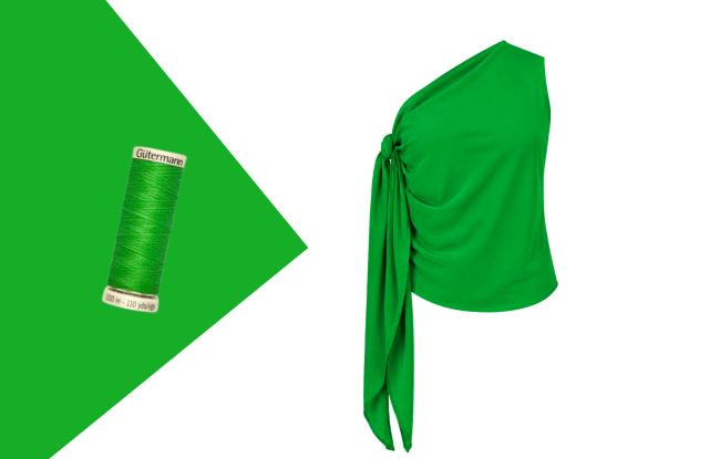 Set na šitie letného viskózového topu so zaväzovaním v zelenej farbe SET60