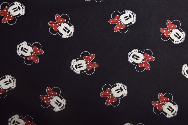 1 m viskózový úplet v čiernej farbe s potlačou Minnie DS-KUP92