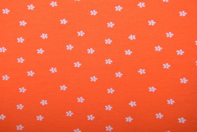 Bavlnený úplet v oranžovej farbe s potlačou kvetín 21501/436 (1)