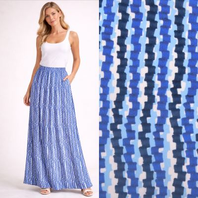 Viskózová látka s ozdobnou geometrickou potlačou TF345