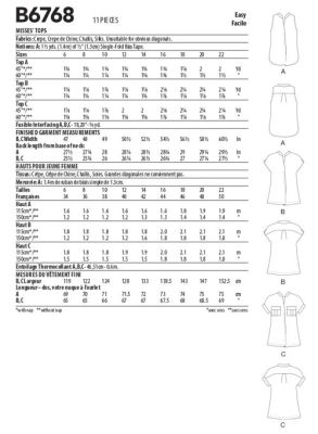 Strih Butterick na dámsku tuniku vo vel.32-40 B6768-A5 (1)