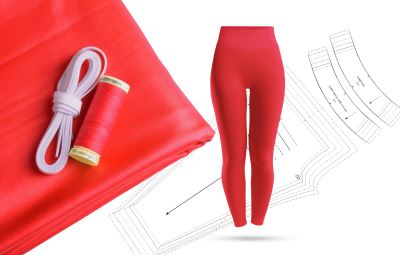 Set na šitie športových legín v červenej farbe SET42