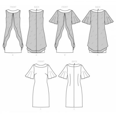 Strih Butterick na dámske šaty ku kolenám vo veľkosti 18W-24W B6656-RR (1)