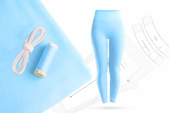 Set na šitie športových legín vo svetlo modrej farbe SET40