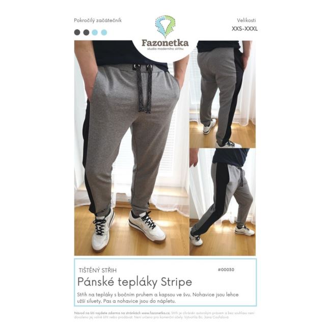 Tlačený strih Fazonetka na tepláky Stripe vo veľ. XXS-XXXL FA045