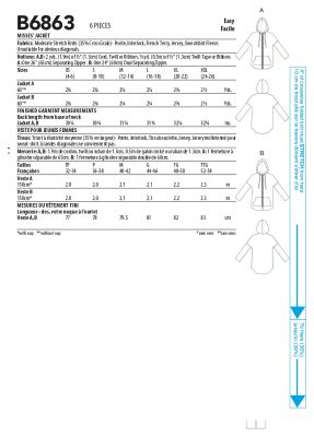 Strih Butterick na mikinu veľ. XS-XXL B6863-A (1)