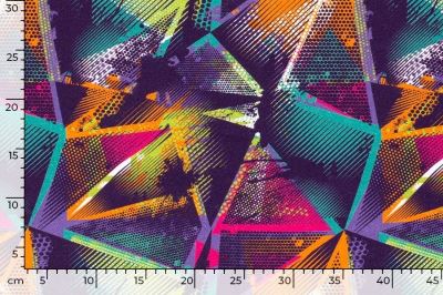 Počesaná teplákovina s digitálnou potlačou geometrických tvarov 20507/044 (3)