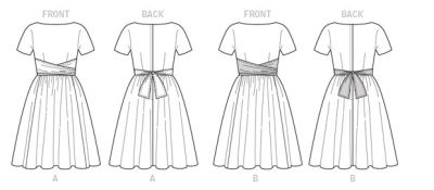 Strih Butterick na dámske retro šaty vo veľkosti 40-48 B6318-E5 (1)