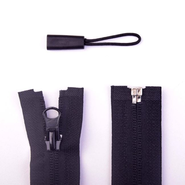 Reverzný špirárový deliteľný zips v čiernej farbe 65 cm I-5Z0-65V