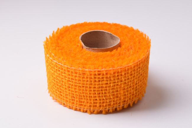 Jutová stuha v oranžovej farbe 5 cm 06319