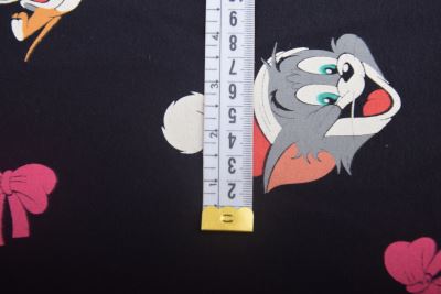 1 m bavlneného úpletu v čiernej farbe s potlačou Tom a Jerry DS-KUP82 (1)