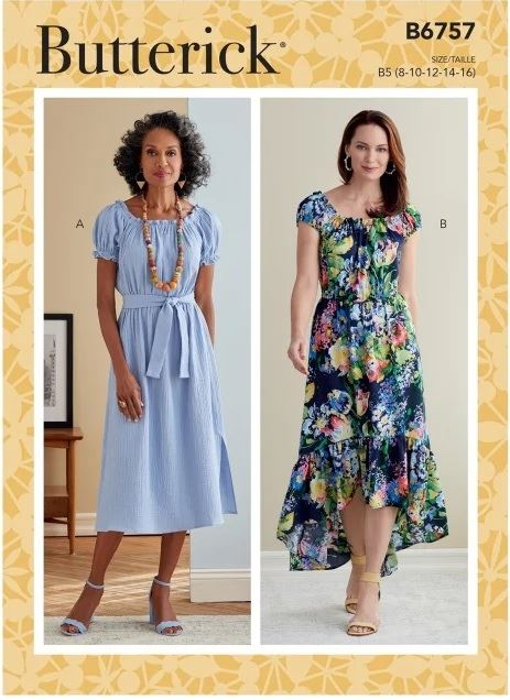 Strih Butterick na šaty vo veľ. 42-50 B6757-F5