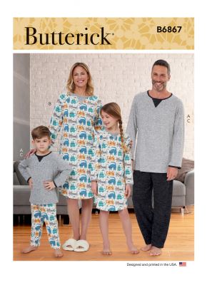 Strih Butterick na nočnú bielizeň XS-L/S-XL B6867-A