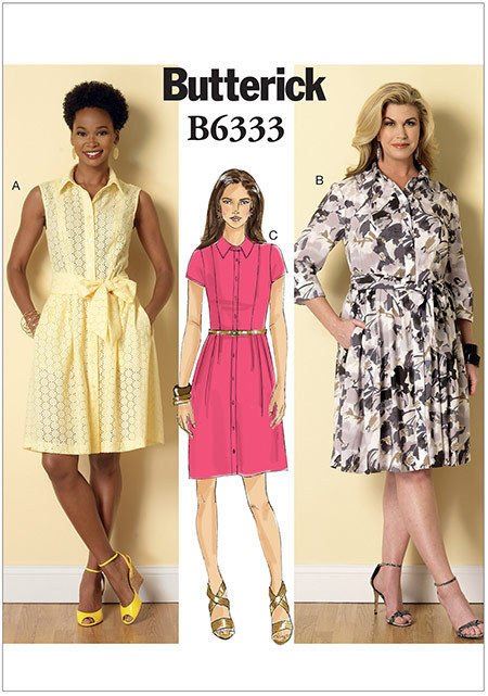 Strih Butterick na dámske košeľové šaty vo veľkosti 34-42 B6333-B5