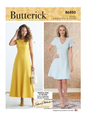 Strih Butterick na šaty vo veľ. 32-48 B6850-A