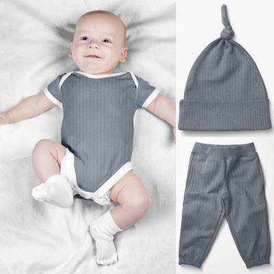 Rebrovaný úplet z kolekcie BABY šedomodrý 18497/006 (1)